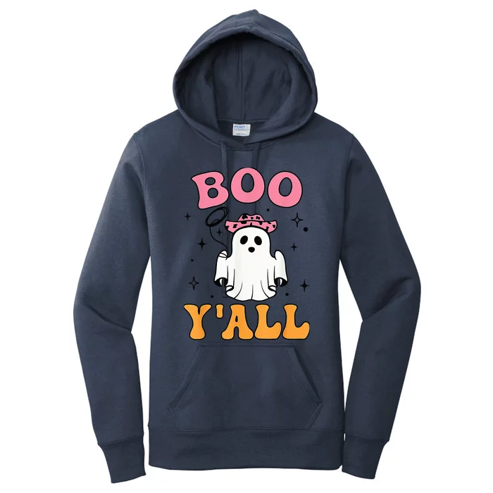 Retro Funny Halloween Ghost Boo Y'all Cute Spooky Season Women's Pullover Hoodie