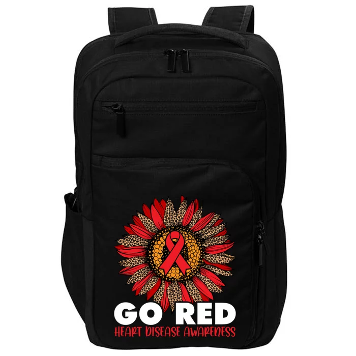 Red For Heart Disease Awareness Month Ribbon Sunflower Gift Impact Tech Backpack