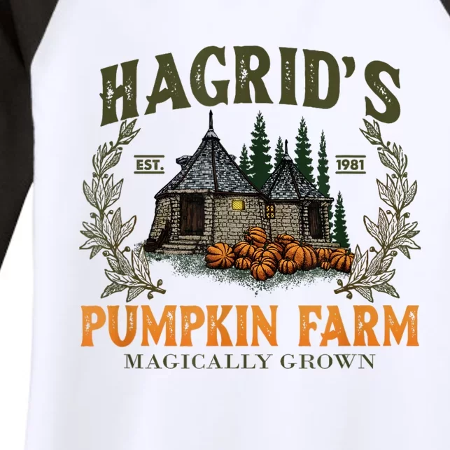 Retro Fall HagridS Pumpkin Farm Patch Autumn Pumpkin Garden Women's Tri-Blend 3/4-Sleeve Raglan Shirt