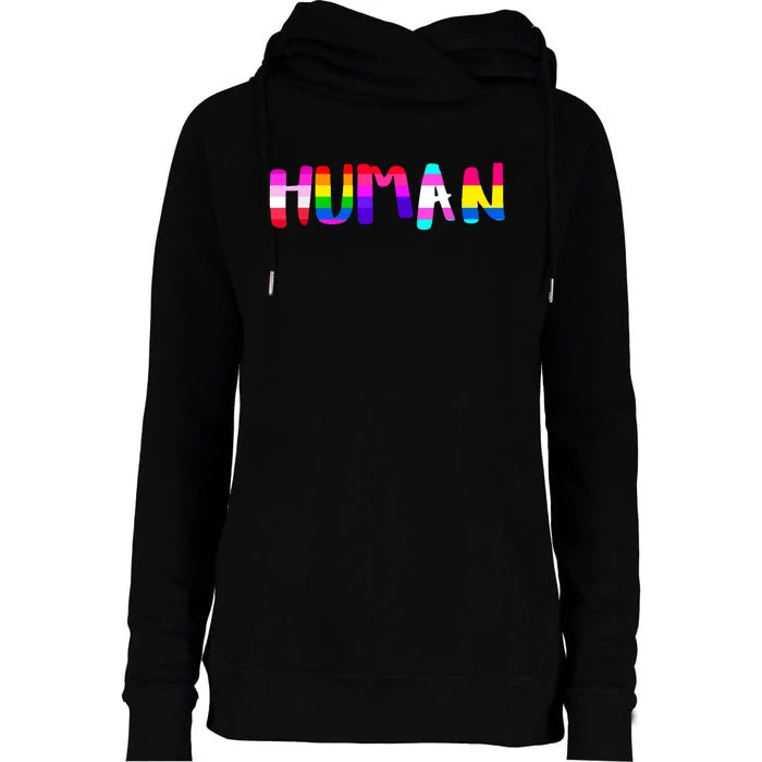 Rainbow Flag Human Rights Gay Rights Lgbtq Pride Month Womens Funnel Neck Pullover Hood