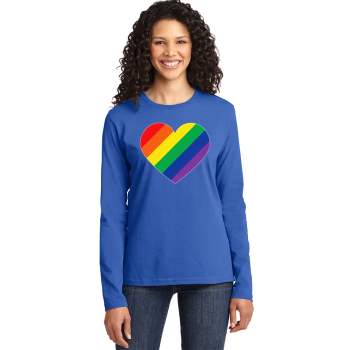 Rainbow Flag Heart Ladies Long Sleeve Shirt