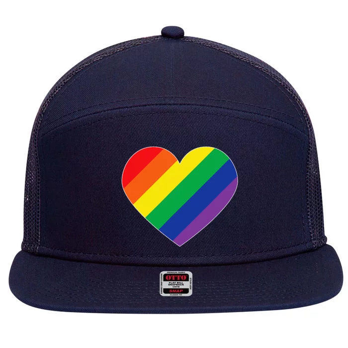 Rainbow Flag Heart 7 Panel Mesh Trucker Snapback Hat