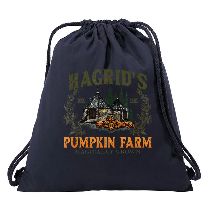 Retro Fall HagridS Pumpkin Farm Patch Autumn Pumpkin Garden Drawstring Bag