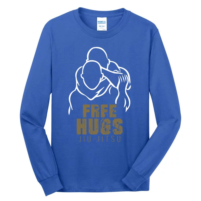 Retro Free Hugs Wrestling Judo Jiu Jitsu Funny Free Dad Hugs Funny Gift Tall Long Sleeve T-Shirt