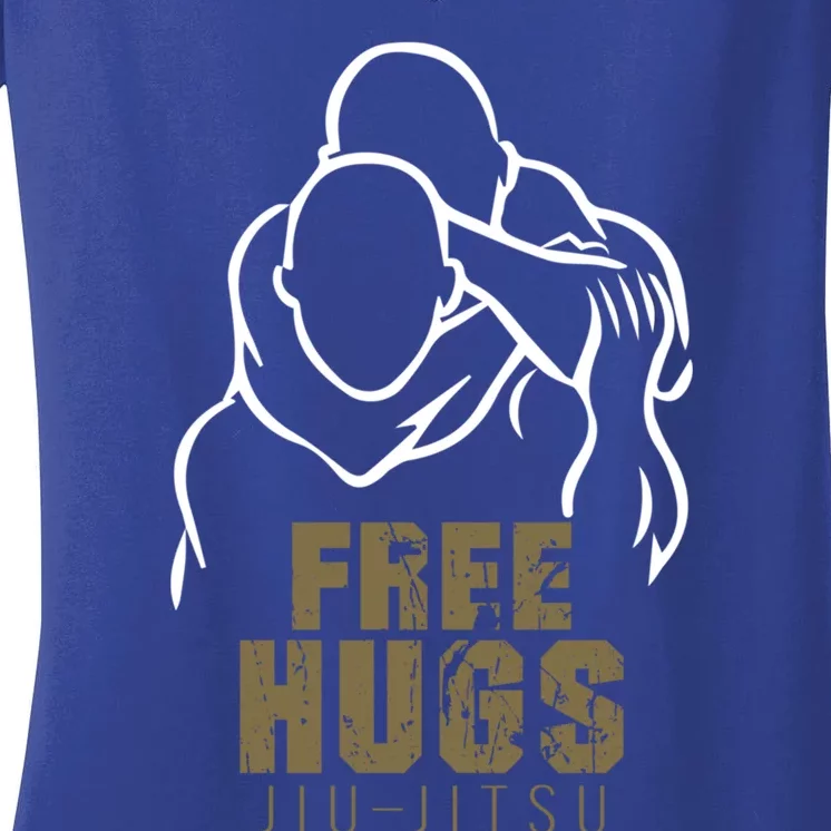 Retro Free Hugs Wrestling Judo Jiu Jitsu Funny Free Dad Hugs Funny Gift Women's V-Neck T-Shirt