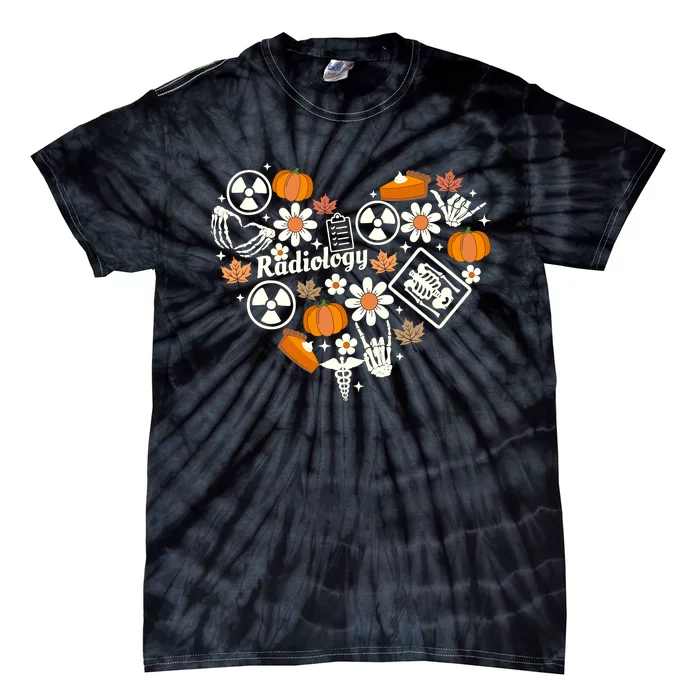 Radiology Fall Heart Xray Tech Autumn Pumpkin Thanksgiving Tie-Dye T-Shirt