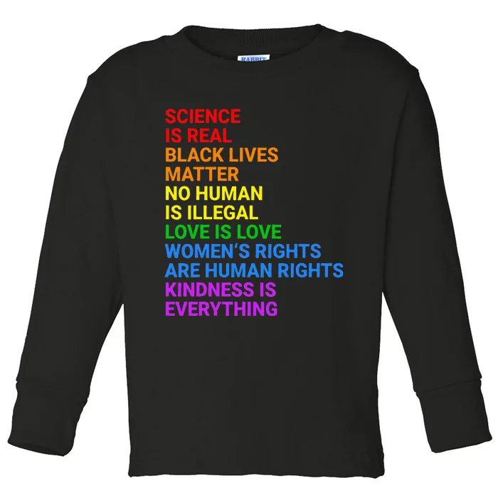 Rainbow Flag Human Rights Wo & Gay Rights LGBTQ+ Pride Toddler Long Sleeve Shirt