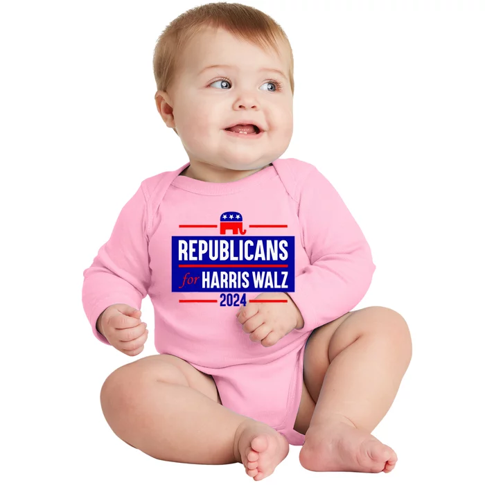 Republicans For Harris Walz Kamala Harris For President 2024 Baby Long Sleeve Bodysuit