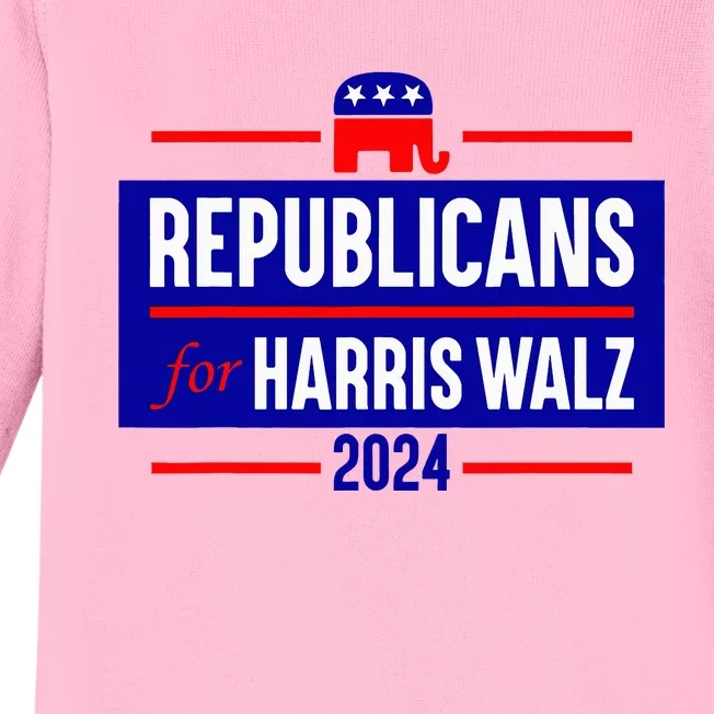 Republicans For Harris Walz Kamala Harris For President 2024 Baby Long Sleeve Bodysuit