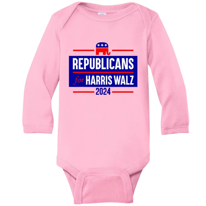 Republicans For Harris Walz Kamala Harris For President 2024 Baby Long Sleeve Bodysuit