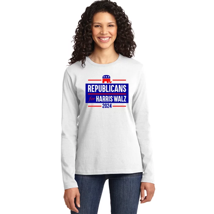 Republicans For Harris Walz Kamala Harris For President 2024 Ladies Long Sleeve Shirt