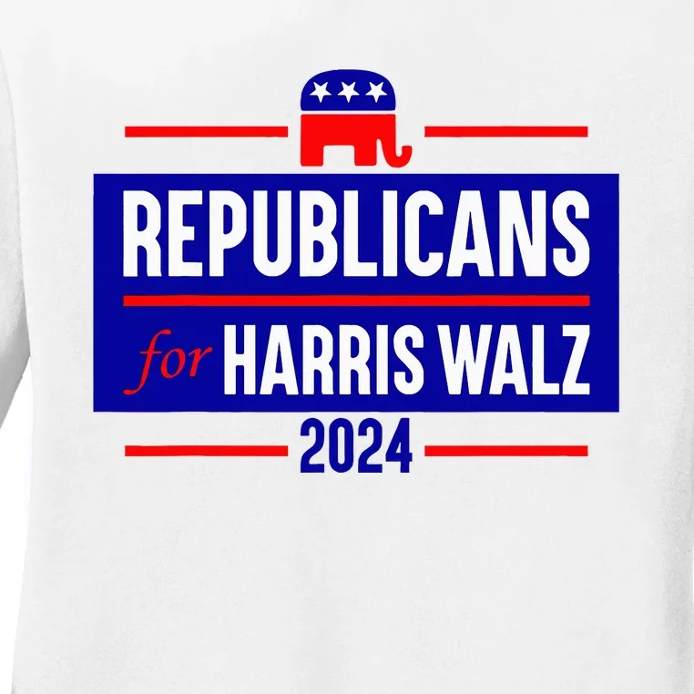 Republicans For Harris Walz Kamala Harris For President 2024 Ladies Long Sleeve Shirt