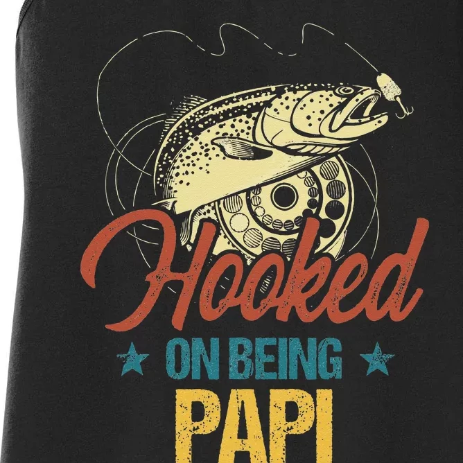 Retro Fishing Hooked On Being Papi Women's Racerback Tank