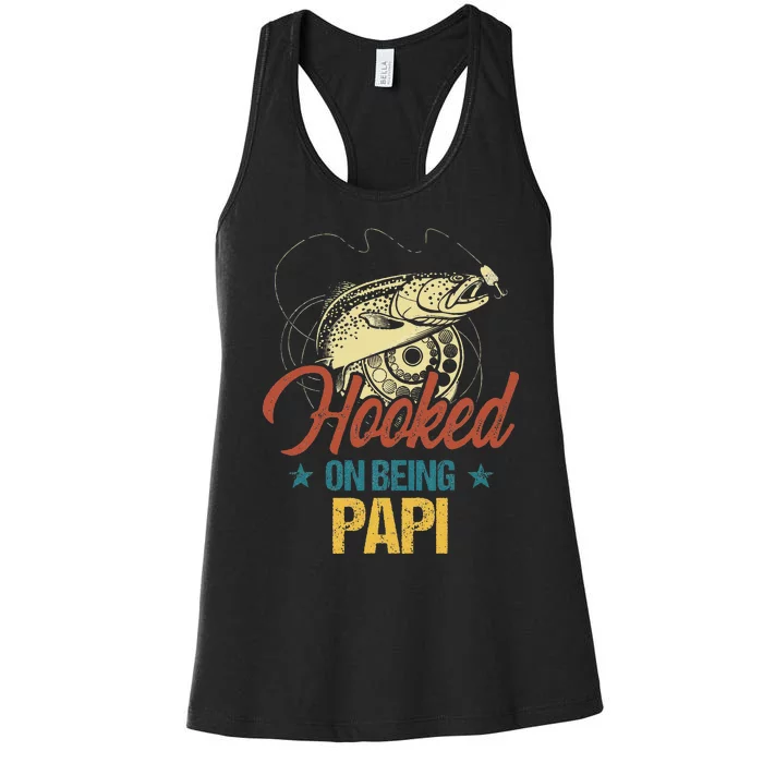 Retro Fishing Hooked On Being Papi Women's Racerback Tank