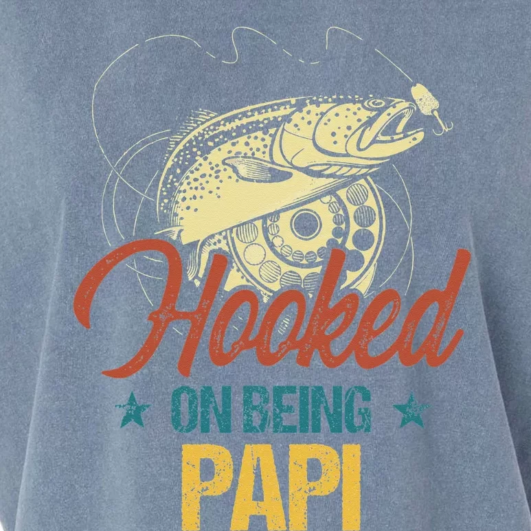 Retro Fishing Hooked On Being Papi Garment-Dyed Women's Muscle Tee