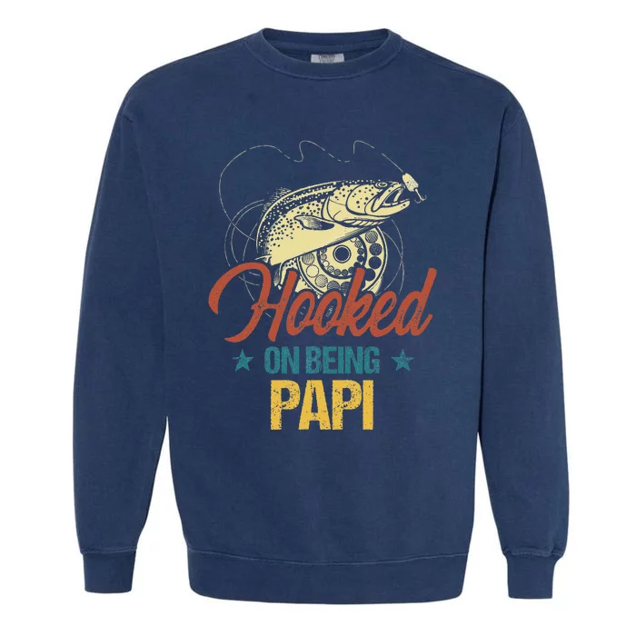 Retro Fishing Hooked On Being Papi Garment-Dyed Sweatshirt