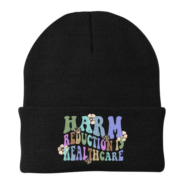 Retro Flower Harm Reduction Healthcare Overdose Awareness Knit Cap Winter Beanie