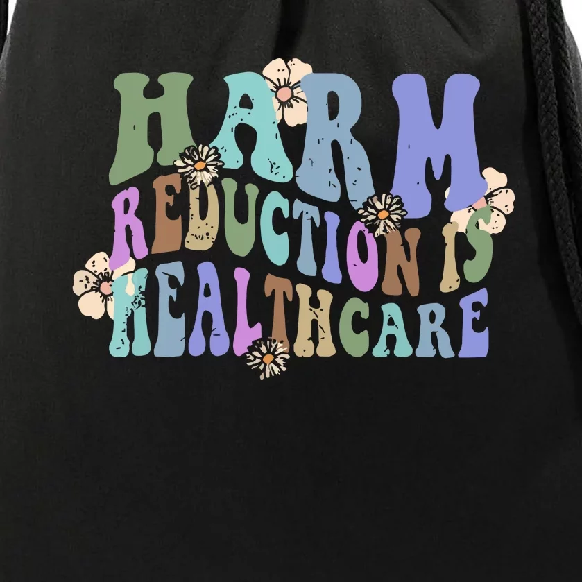 Retro Flower Harm Reduction Healthcare Overdose Awareness Drawstring Bag