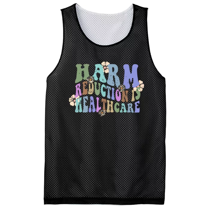 Retro Flower Harm Reduction Healthcare Overdose Awareness Mesh Reversible Basketball Jersey Tank