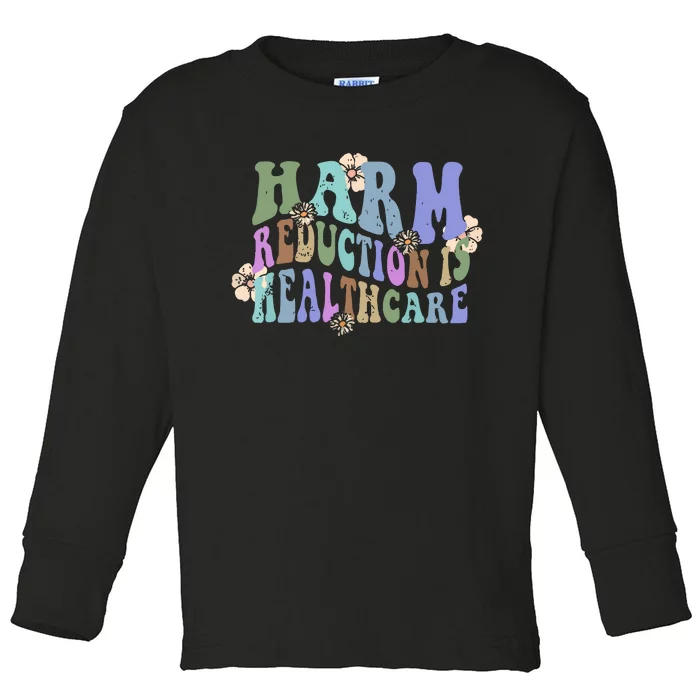 Retro Flower Harm Reduction Healthcare Overdose Awareness Toddler Long Sleeve Shirt