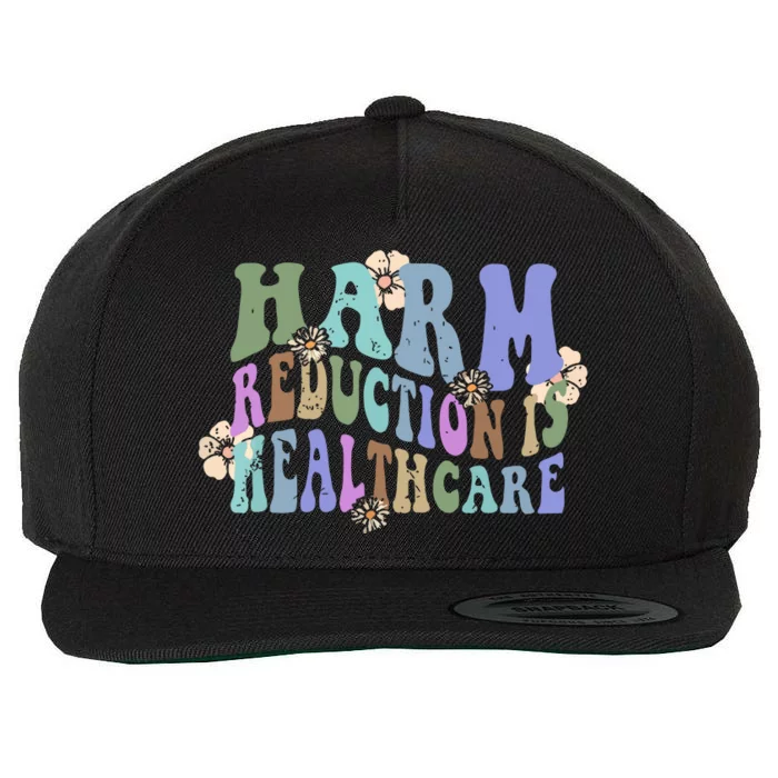 Retro Flower Harm Reduction Healthcare Overdose Awareness Wool Snapback Cap