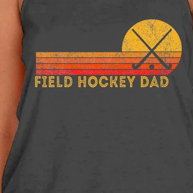 Retro Field Hockey Dad Ball Dad Field Hockey Game Women's Knotted Racerback Tank