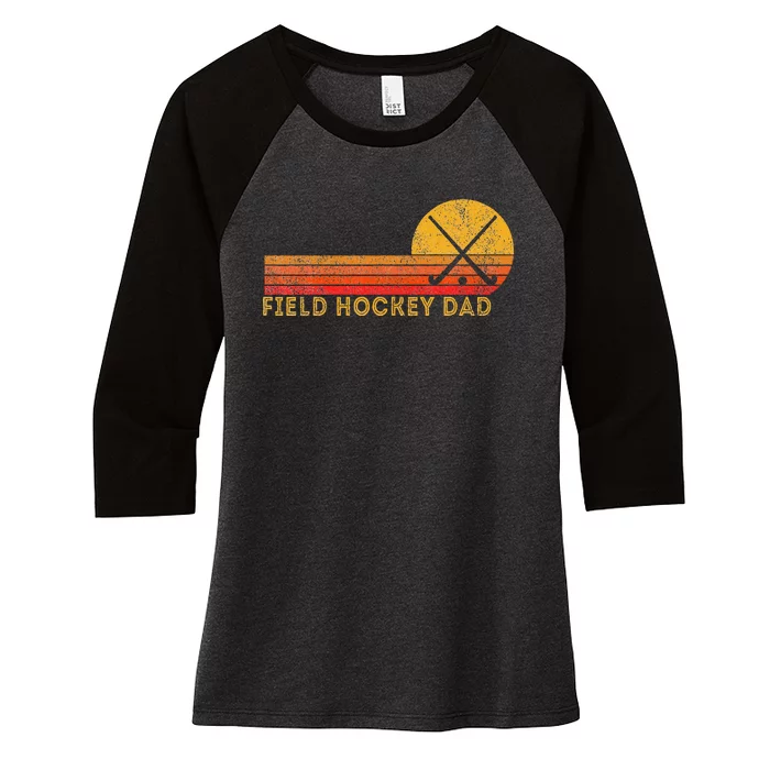 Retro Field Hockey Dad Ball Dad Field Hockey Game Women's Tri-Blend 3/4-Sleeve Raglan Shirt