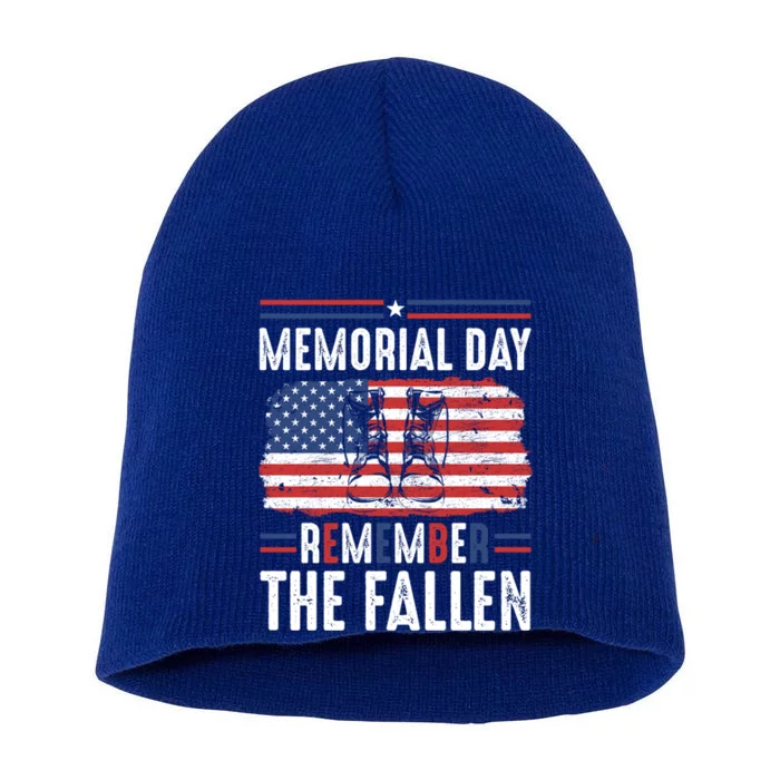 Remember Fallen Heroes Poppy Memorial Day Veteran Soldier Gift Short Acrylic Beanie