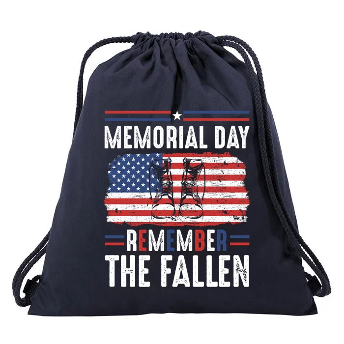 Remember Fallen Heroes Poppy Memorial Day Veteran Soldier Gift Drawstring Bag