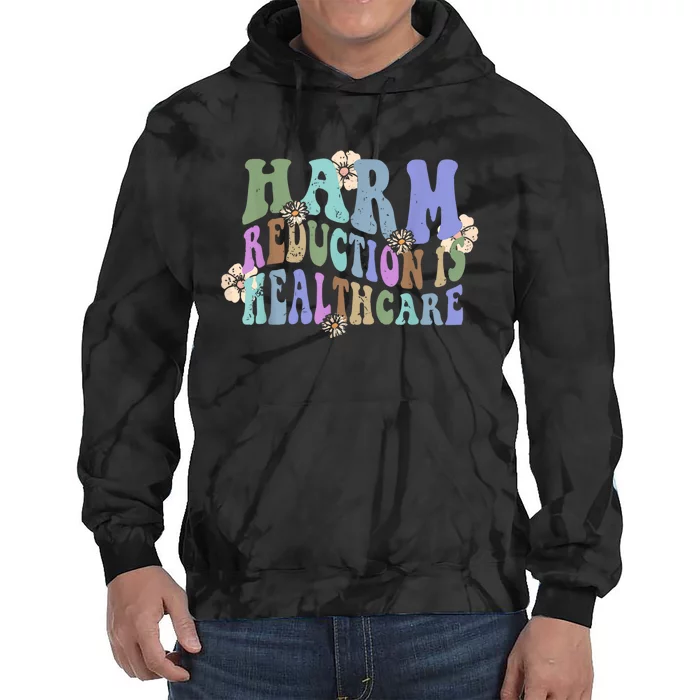 Retro Flower Harm Reduction Healthcare Overdose Awareness Tie Dye Hoodie