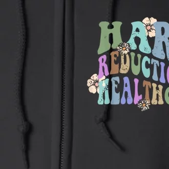 Retro Flower Harm Reduction Healthcare Overdose Awareness Full Zip Hoodie