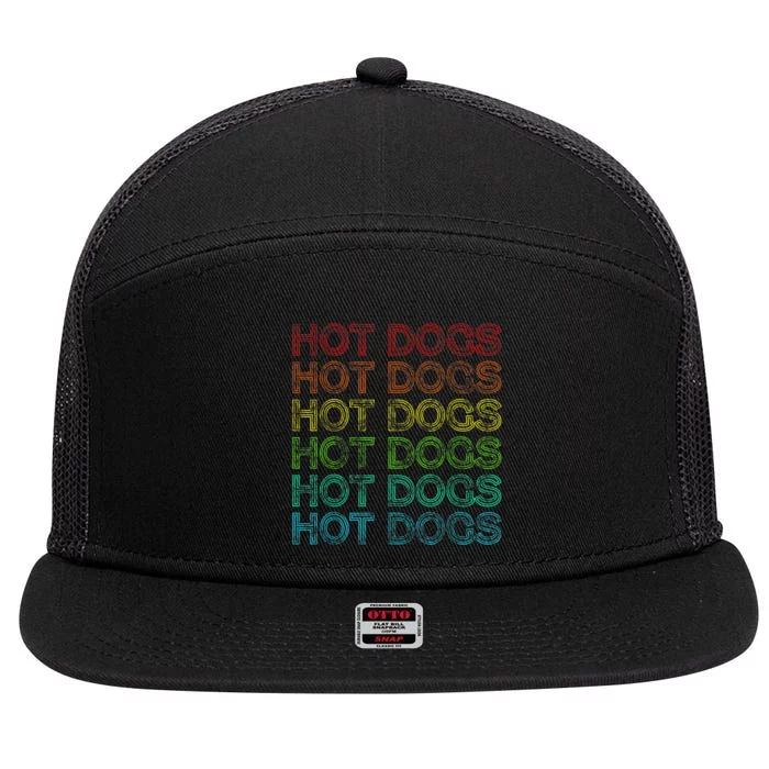 Retro Funny Hot Dog Vintage Food Theme Party 7 Panel Mesh Trucker Snapback Hat