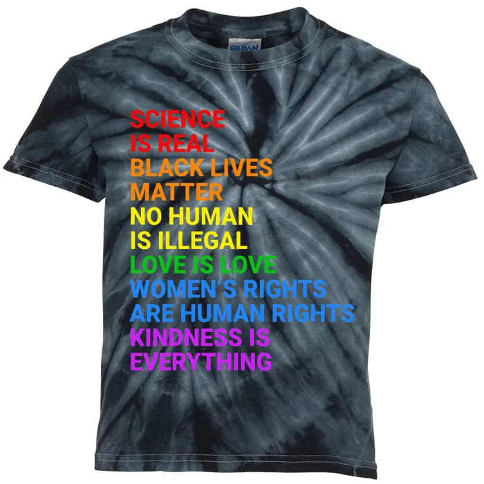 Rainbow Flag Human Rights Wo & Gay Rights LGBTQ+ Pride Kids Tie-Dye T-Shirt