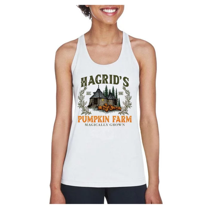 Retro Fall HagridS Pumpkin Farm Patch Autumn Pumpkin Garden Women's Racerback Tank