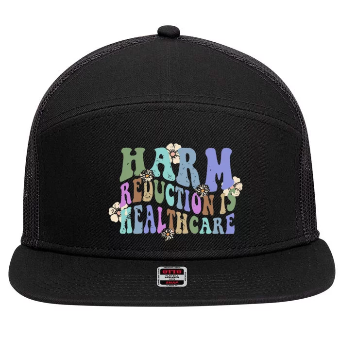 Retro Flower Harm Reduction Healthcare Overdose Awareness Gift 7 Panel Mesh Trucker Snapback Hat