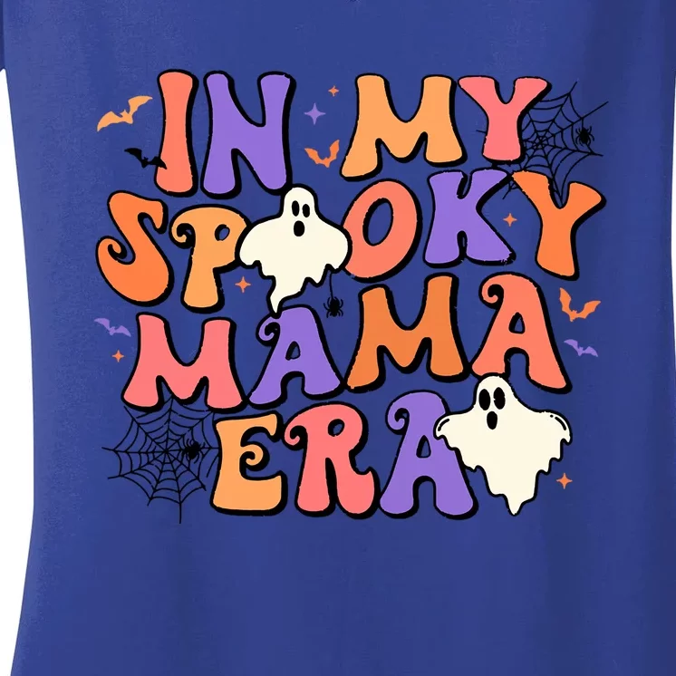 Retro Funny Halloween Spooky Cute Mom In My Spooky Mama Era Great Gift Women's V-Neck T-Shirt