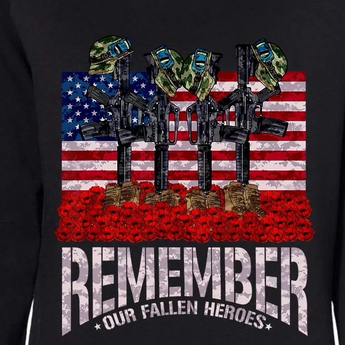 Remember Fallen Heroes Poppy Memorial Day Veteran Soldier Womens California Wash Sweatshirt