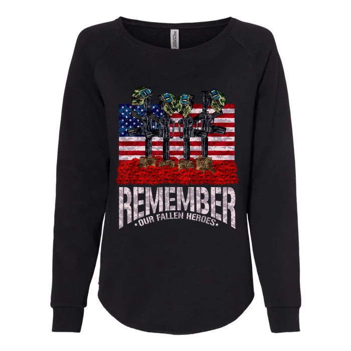 Remember Fallen Heroes Poppy Memorial Day Veteran Soldier Womens California Wash Sweatshirt