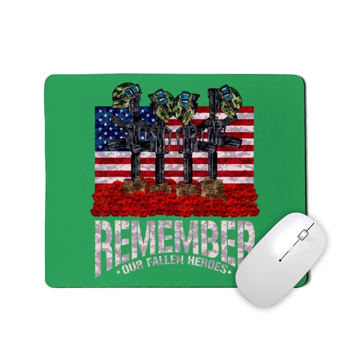 Remember Fallen Heroes Poppy Memorial Day Veteran Soldier Mousepad