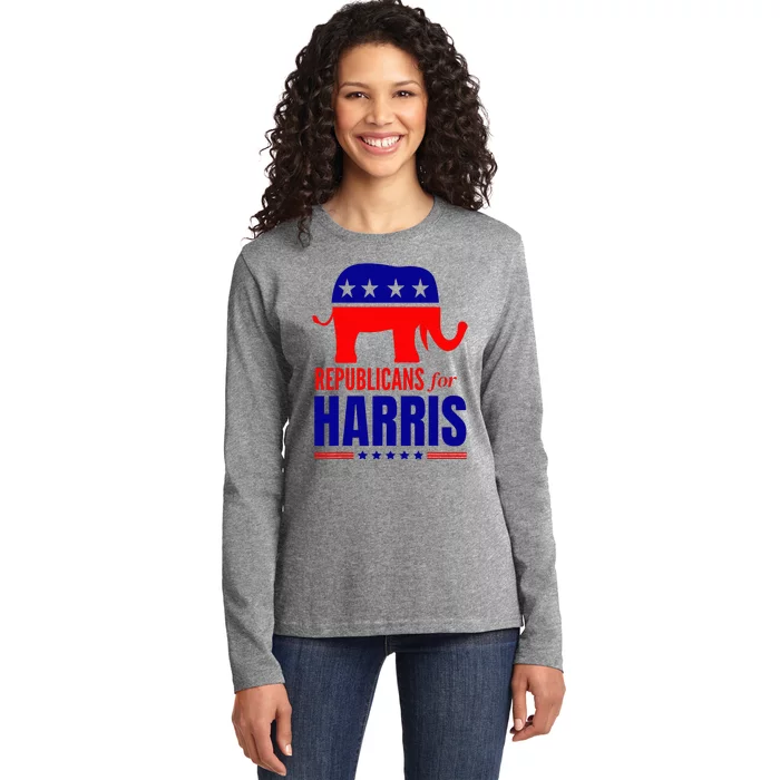 Republicans For Harris Walz 2024 Kamala Harris Tim Walz Vote Ladies Long Sleeve Shirt