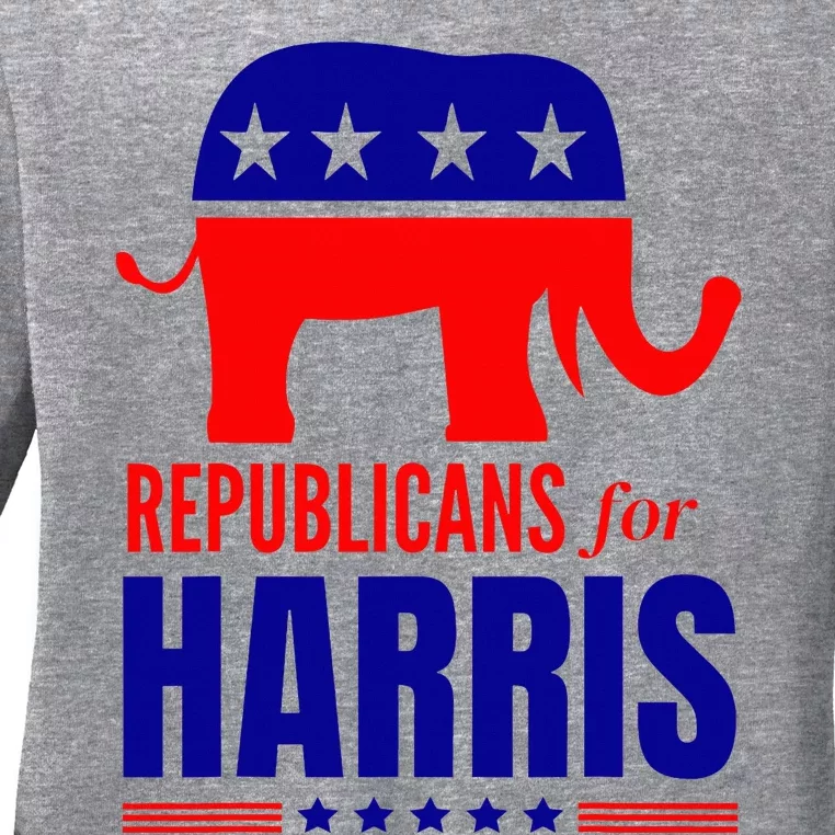 Republicans For Harris Walz 2024 Kamala Harris Tim Walz Vote Ladies Long Sleeve Shirt