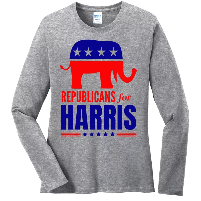 Republicans For Harris Walz 2024 Kamala Harris Tim Walz Vote Ladies Long Sleeve Shirt