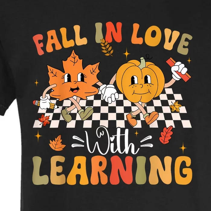 Retro Fall In Love With Learning Autumn Pumpkin Teacher Garment-Dyed Heavyweight T-Shirt