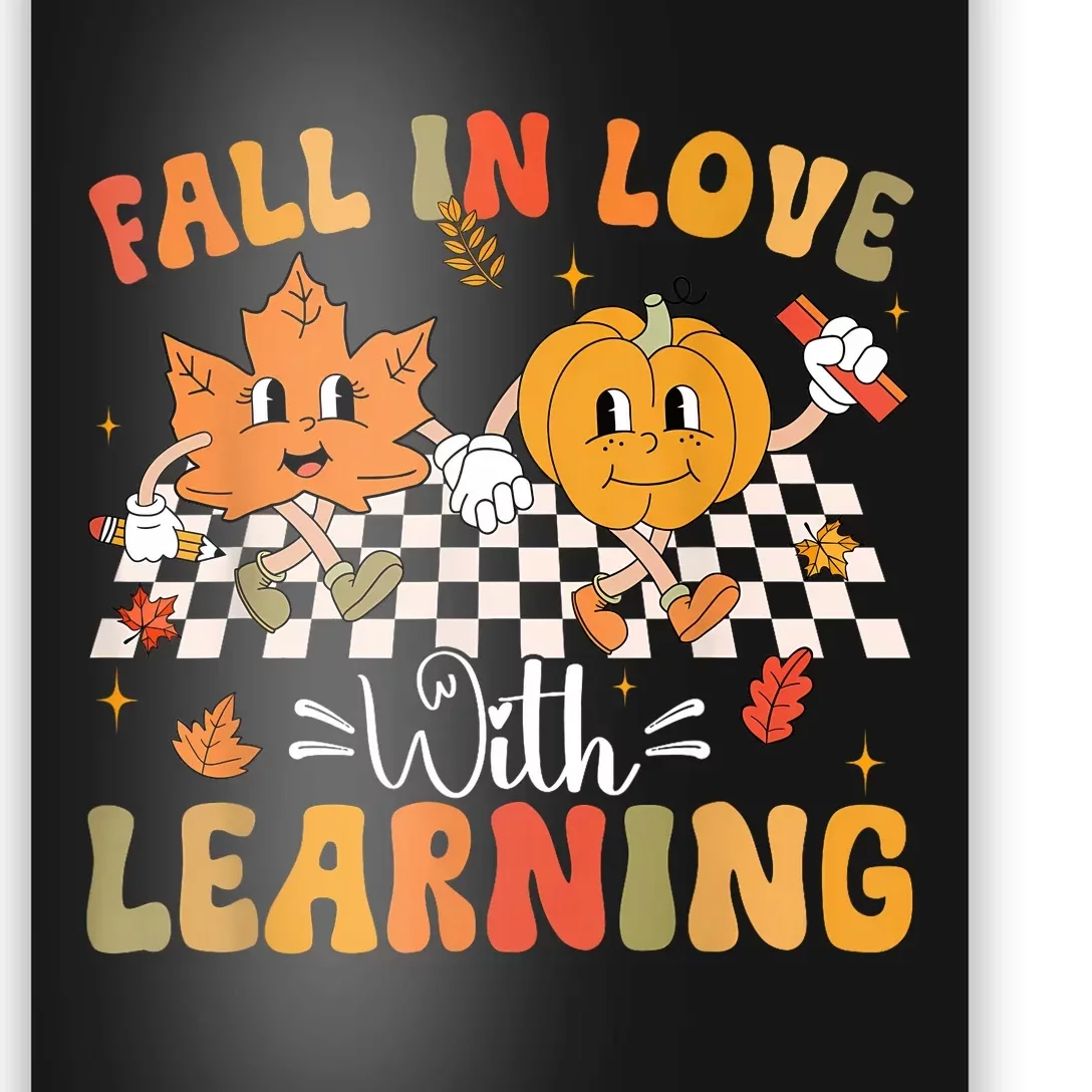 Retro Fall In Love With Learning Autumn Pumpkin Teacher Poster