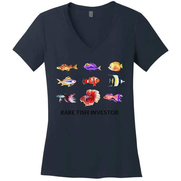 Rare Fish Investor Funny Fishing Season Women's V-Neck T-Shirt