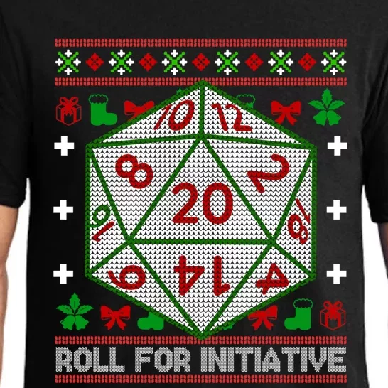 Roll For Initiative Christmas D20 Ugly Tabletop Rpg Sweaters Funny Gift Pajama Set