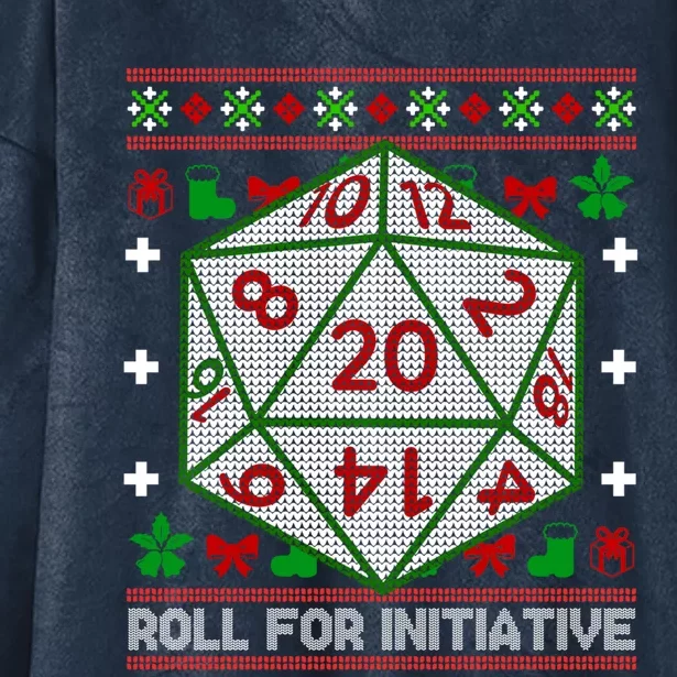 Roll For Initiative Christmas D20 Ugly Tabletop Rpg Sweaters Funny Gift Hooded Wearable Blanket