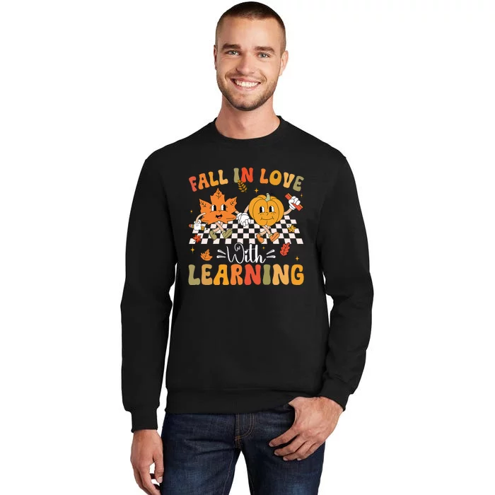 Retro Fall In Love With Learning Autumn Pumpkin Teacher Sweatshirt