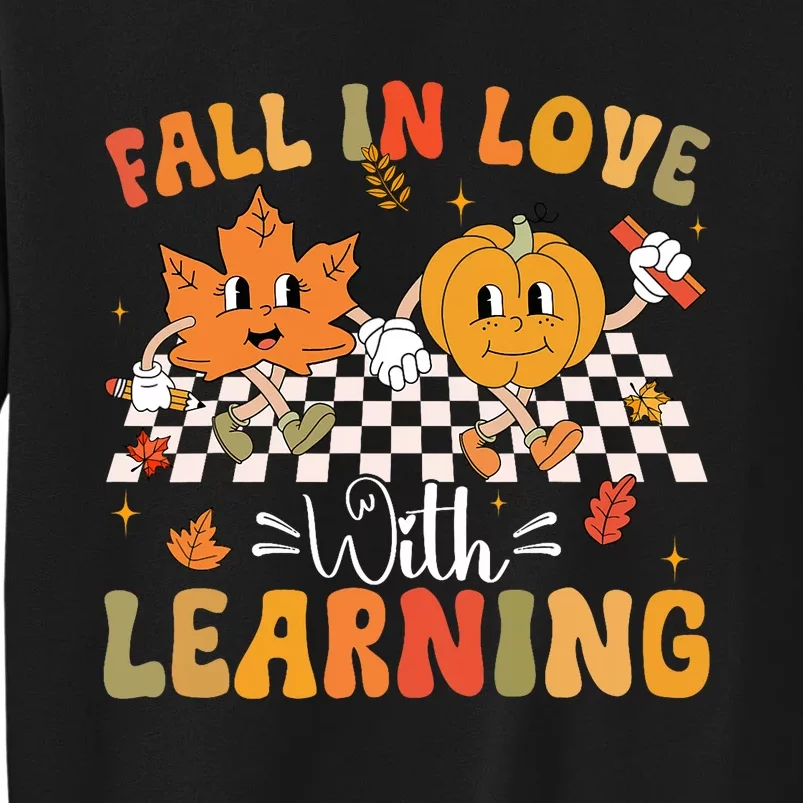 Retro Fall In Love With Learning Autumn Pumpkin Teacher Sweatshirt