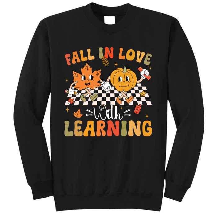 Retro Fall In Love With Learning Autumn Pumpkin Teacher Sweatshirt